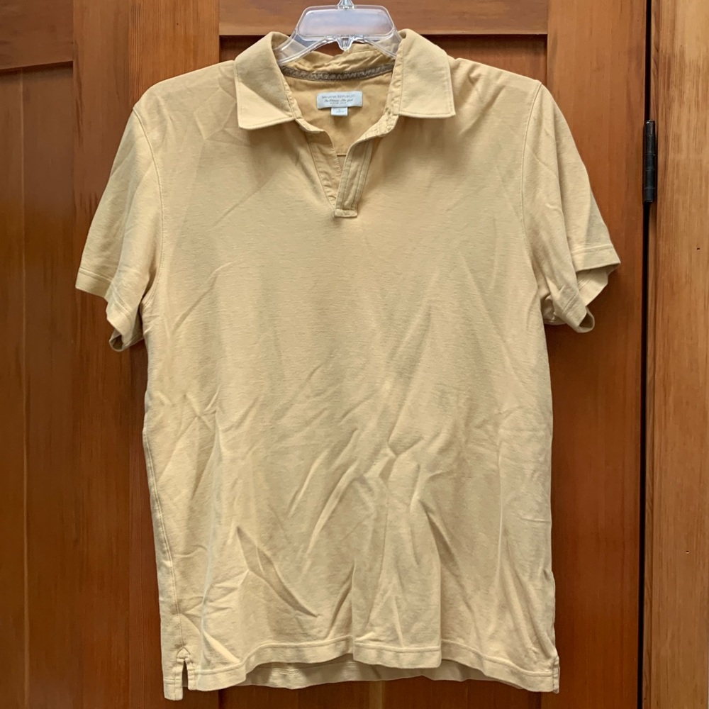 Banana Republic pale yellow S/S single button polo